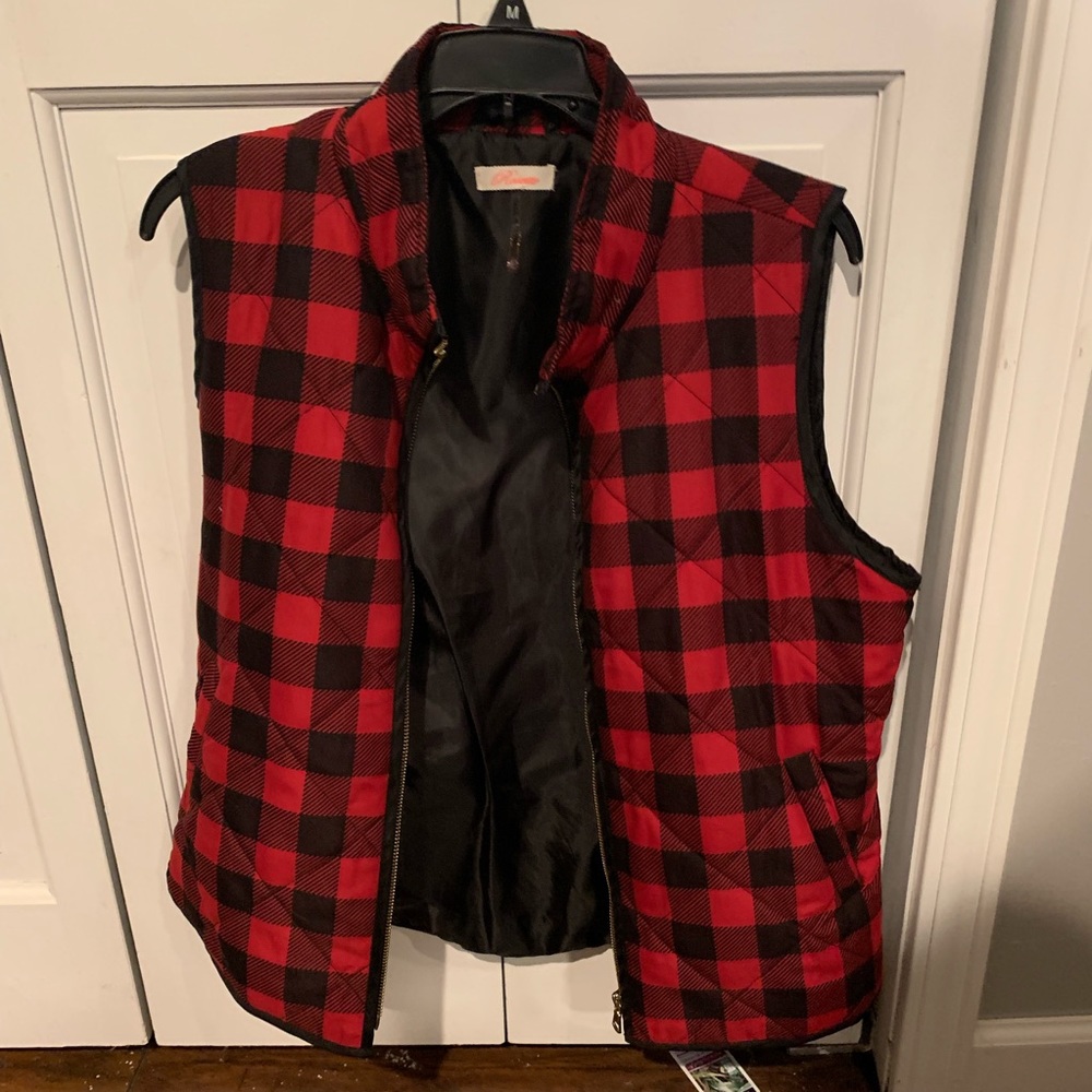 Buffalo check puffer vest